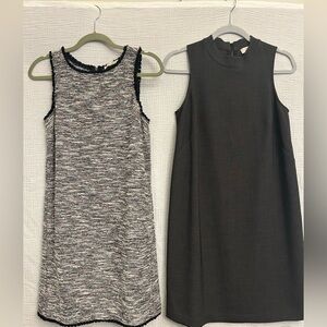 Ann Taylor Loft Sleeveless Dresses Sz 2 Small Black White Pastel Tweed & Grey